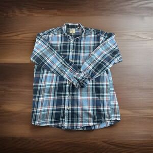 Red Head Brand Co Flannel Shirt LT Large Tall Blue Plaid 100% Cotton Long Sleeve